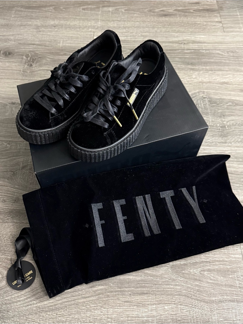 NIB Puma x Fenty Creeper Velvet Black Shoes Women Size 6